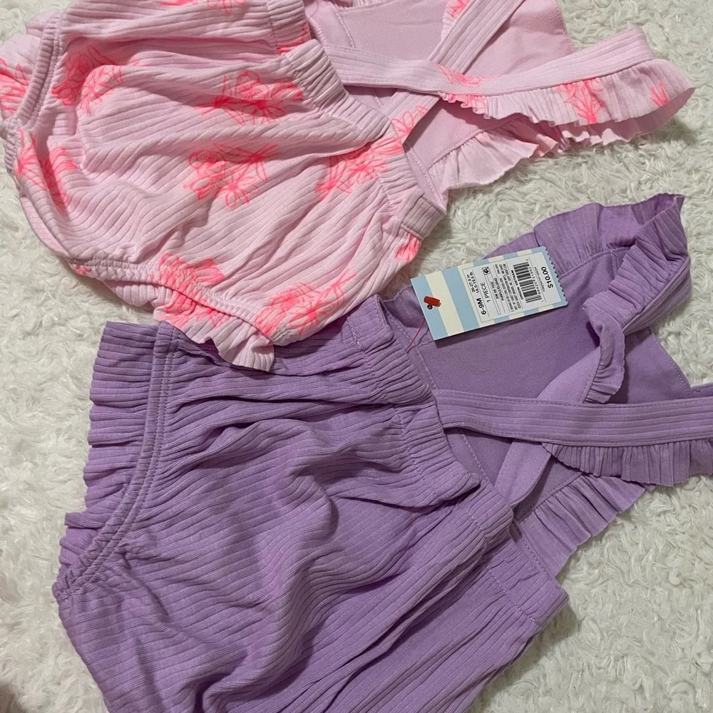 Cat & Jack Pink and Purple Baby Outfit the bundle two pieces for kids (6a9 m)